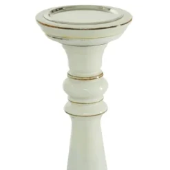 Candle Holders-Kirkland's Home Daisy White Rustic 3-Pc. Candle Holder Set White/Brown