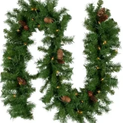 Arrangements & Greenery-Kirkland's Home Dakota Pinecone Clear Led Lit Garland, 108 In. Green