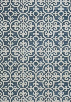Outdoor Rugs-Kirkland's Home Darcie Blue Geometric Outdoor Rug, 5X8 Blue/Gray
