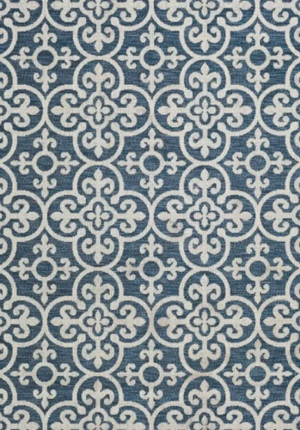 Outdoor Rugs-Kirkland's Home Darcie Blue Geometric Outdoor Rug, 5X8 Blue/Gray