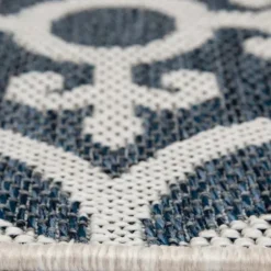 Outdoor Rugs-Kirkland's Home Darcie Blue Geometric Outdoor Rug, 5X8 Blue/Gray