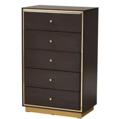 Dressers & Chests-Kirkland's Home Dark And Gold Wood 3-Pc. Dresser Set Brown