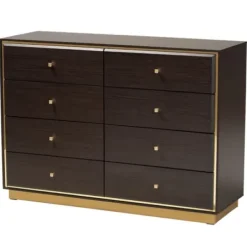 Dressers & Chests-Kirkland's Home Dark And Gold Wood 3-Pc. Dresser Set Brown