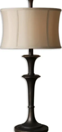 Table Lamps-Kirkland's Home Dark Bronze Metal Flare Table Lamp Tan