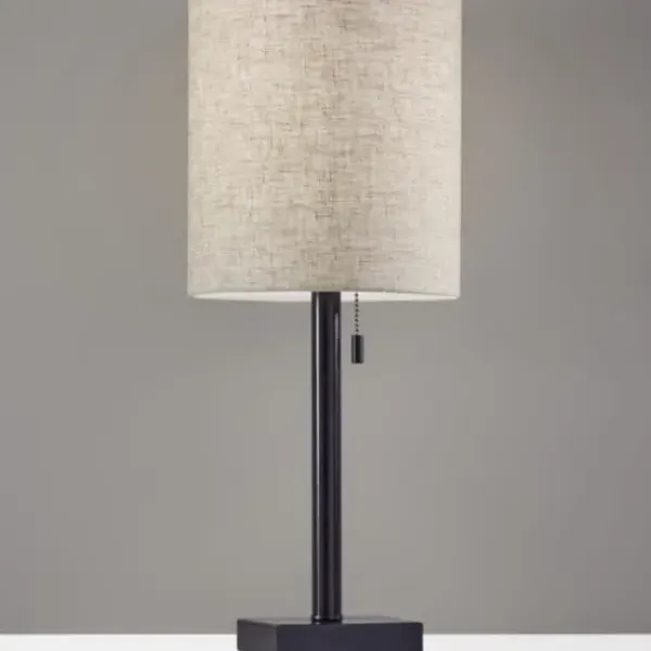 Table Lamps-Kirkland's Home Dark Bronze Square Base Table Lamp Ivory