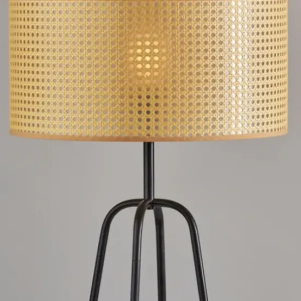 Floor Lamps-Kirkland's Home Dark Bronze Webbed Shade Floor Lamp Tan