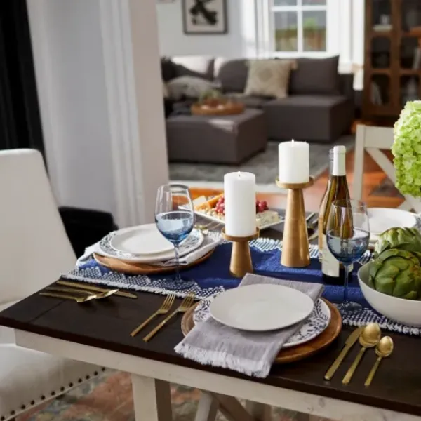 Dining Tables-Kirkland's Home Dark Brown And Ivory Jackson Dining Table Brown/Ivory