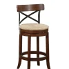 Bar Stools & Counter Height Stools-Kirkland's Home Dark Brown Wood And Seagrass Swivel Bar Stool Tan