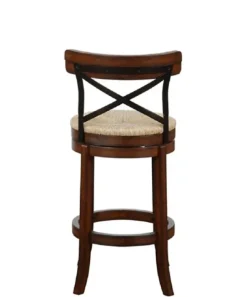 Bar Stools & Counter Height Stools-Kirkland's Home Dark Brown Wood And Seagrass Swivel Bar Stool Tan