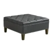 Benches & Ottomans-Kirkland's Home Dark Espresso Button Tufted Leather Ottoman Brown