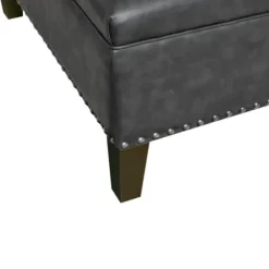 Benches & Ottomans-Kirkland's Home Dark Espresso Button Tufted Leather Ottoman Brown