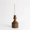 Candle Holders-Kirkland's Home Dark Eucalyptus Wood Taper Candle Holder, 8 In. Brown