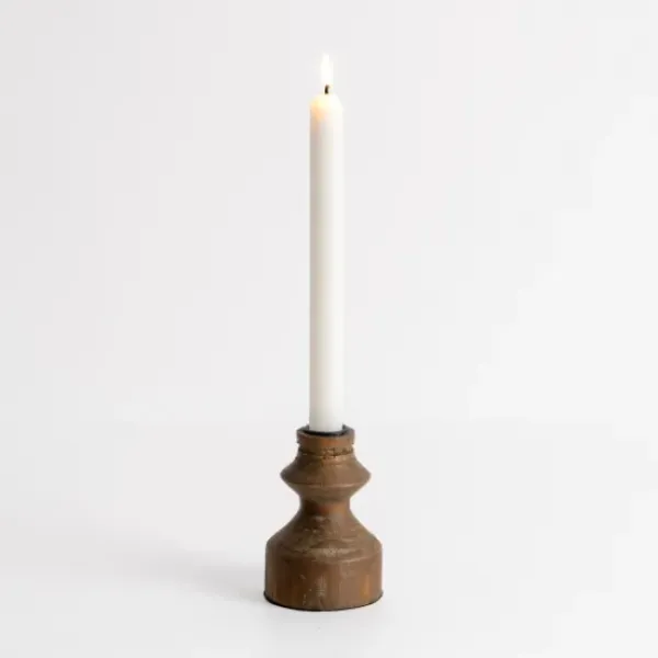 Candle Holders-Kirkland's Home Dark Eucalyptus Wood Taper Candle Holder, 4 In. Brown