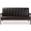Sofas & Loveseats-Kirkland's Home Dark Faux Leather Channel Sofa, 63 In. Brown