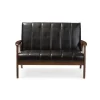 Sofas & Loveseats-Kirkland's Home Dark Faux Leather Channel Loveseat, 31 In. Brown