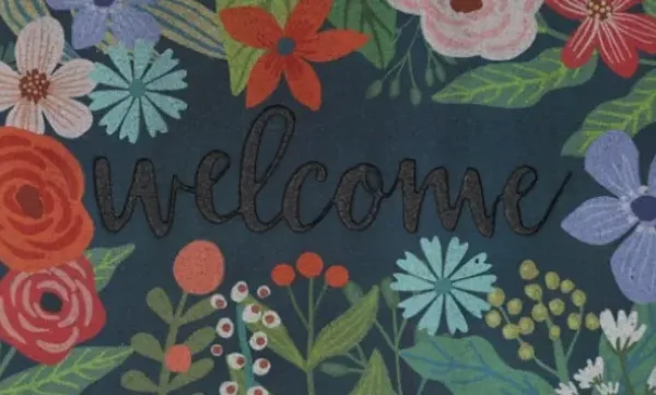 Doormats-Kirkland's Home Dark Floral Welcome Rubber Doormat Multi