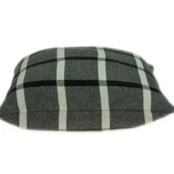 Pillows-Kirkland's Home Dark Gray Plaid Knitted Pillow Gray/Black/White
