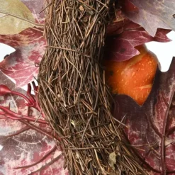 Wreaths-Kirkland's Home Dark Ivy And Oak Foliage With Pumpkins Wreath Brown/Orange