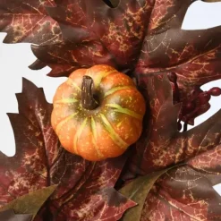 Wreaths-Kirkland's Home Dark Ivy And Oak Foliage With Pumpkins Wreath Brown/Orange