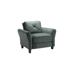 Accent Chairs-Kirkland's Home Dark Kelly Microfiber Rolled Arm Chair Gray