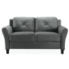 Sofas & Loveseats-Kirkland's Home Dark Kelly Microfiber Rolled Arm Loveseat Gray