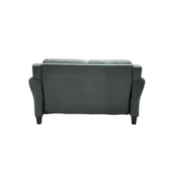 Sofas & Loveseats-Kirkland's Home Dark Kelly Microfiber Rolled Arm Loveseat Gray