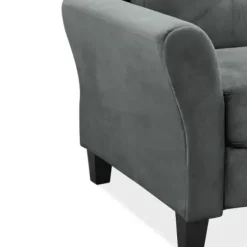 Sofas & Loveseats-Kirkland's Home Dark Kelly Microfiber Rolled Arm Loveseat Gray