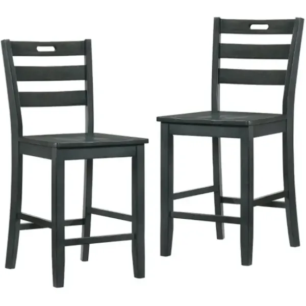Bar Stools & Counter Height Stools-Kirkland's Home Dark Ladder Counter Stools, Set Of 2 Gray