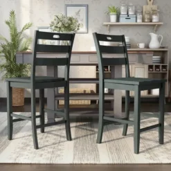 Bar Stools & Counter Height Stools-Kirkland's Home Dark Ladder Counter Stools, Set Of 2 Gray