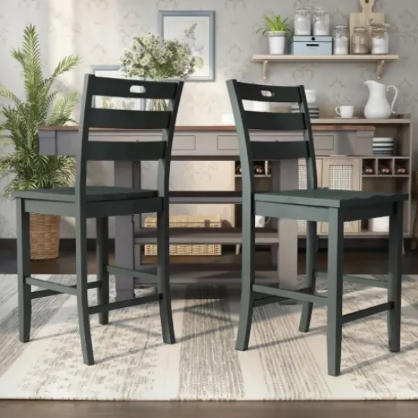 Bar Stools & Counter Height Stools-Kirkland's Home Dark Ladder Counter Stools, Set Of 2 Gray