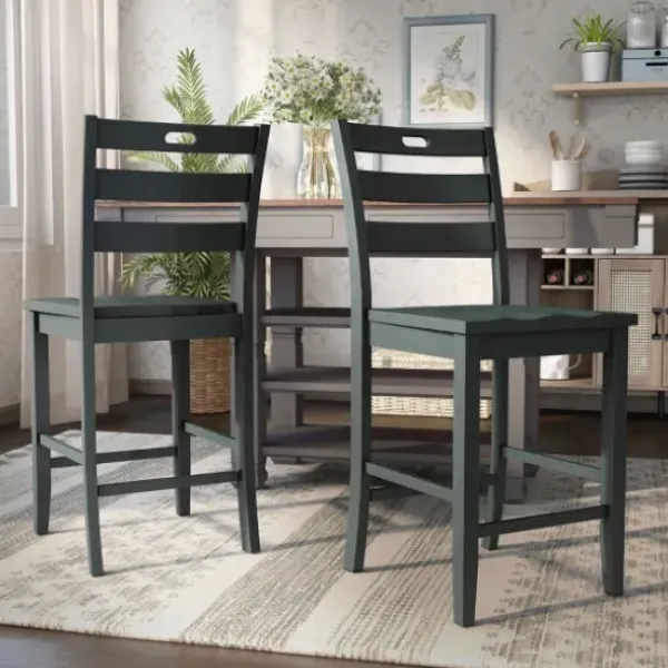 Bar Stools & Counter Height Stools-Kirkland's Home Dark Ladder Counter Stools, Set Of 2 Gray