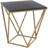 Accent & End Tables-Kirkland's Home Dark Marble And Gold Geometric Accent Table Gray