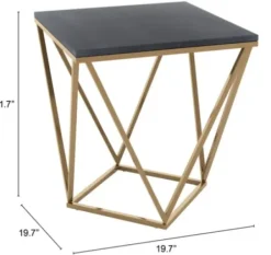 Accent & End Tables-Kirkland's Home Dark Marble And Gold Geometric Accent Table Gray