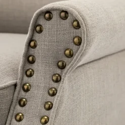 Accent Chairs-Kirkland's Home Dark Miriam Nailhead Trim Armchair Gray