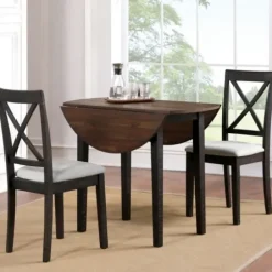 Dining Tables-Kirkland's Home Dark Oak And Walnut 3-Pc. Dining Set Brown