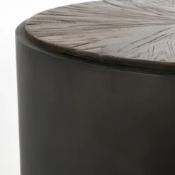 Accent & End Tables-Kirkland's Home Dark Reclaimed Elm Wood Drum Accent Table