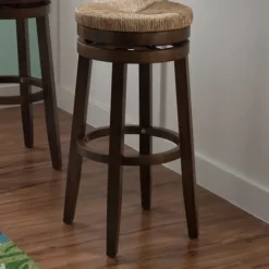 Bar Stools & Counter Height Stools-Kirkland's Home Dark Seagrass Swivel Bar Stool Brown