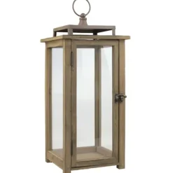 Lanterns-Kirkland's Home Dark Stain Distressed Lantern Brown
