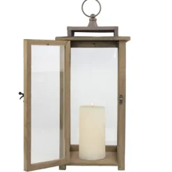 Lanterns-Kirkland's Home Dark Stain Distressed Lantern Brown