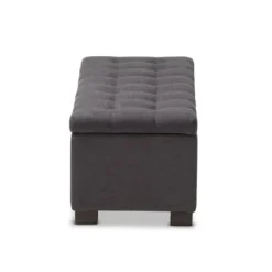 Entryway Furniture-Kirkland's Home Dark Tufted Contemporary Storage Bench Gray