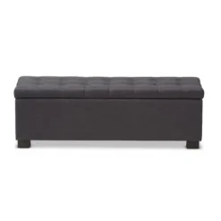 Entryway Furniture-Kirkland's Home Dark Tufted Contemporary Storage Bench Gray