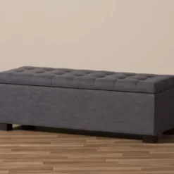Entryway Furniture-Kirkland's Home Dark Tufted Contemporary Storage Bench Gray