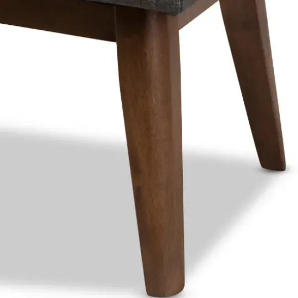 Benches & Ottomans-Kirkland's Home Dark Tufted Walnut Wood Bench Gray