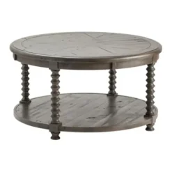 Coffee Tables-Kirkland's Home Dark Turned Legs Cofee Table Gray