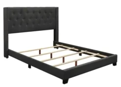 Beds & Headboards-Kirkland's Home Dark Upholstered Button Tufted Wing Queen Bed Gray