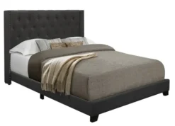 Beds & Headboards-Kirkland's Home Dark Upholstered Button Tufted Wing Queen Bed Gray