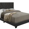 Beds & Headboards-Kirkland's Home Dark Upholstered Button Tufted Wing King Bed Gray