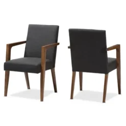 Accent Chairs-Kirkland's Home Dark Upholstered Wooden Accent Chair Gray