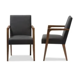 Accent Chairs-Kirkland's Home Dark Upholstered Wooden Accent Chair Gray