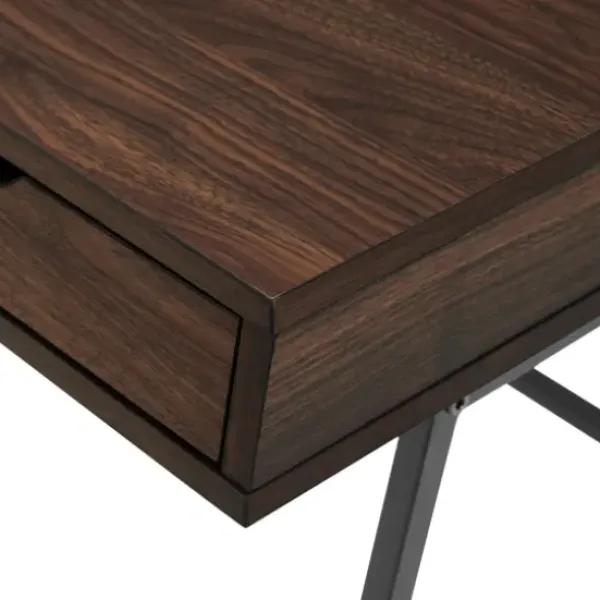 Office Furniture-Kirkland's Home Dark Walnut Angled 3-Drawer Desk
